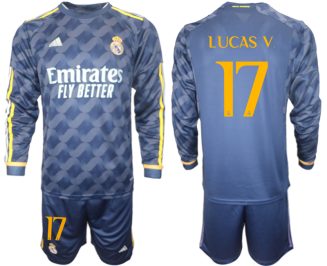 Real Madrid Lucas Vazquez #17 Uitshirt 2023-24 Mensen Lange Mouwen (+ Korte broeken) Voetbalshirts