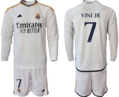 Real Madrid Vinicius Junior #7 Thuisshirt 2023-24 Mensen Lange Mouwen (+ Korte broeken) Voetbalshirts