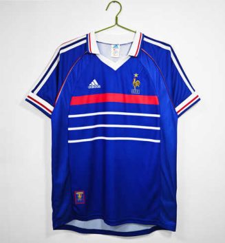 Frankrijk 1998 Thuisshirt Korte Mouw Klassieke Retro Voetbalshirts