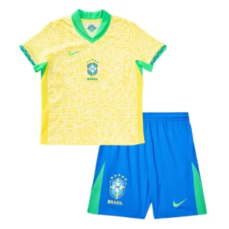 Kids Copa América 2024 Brazilië Voetbaltenue Thuisshirt Korte Mouw (+ Korte broeken)