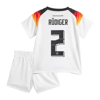 Kids Duitsland Antonio Rudiger #2 Thuisshirt EK 2024 Voetbalshirts Korte Mouw (+ Korte broeken)