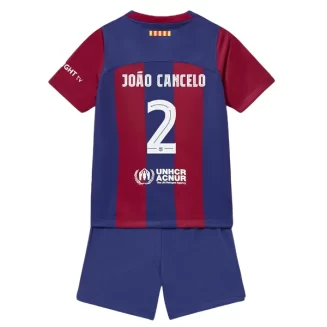 Kids FC Barcelona Joao Cancelo #2 Thuisshirt 2023-2024 Voetbalshirts Korte Mouw (+ Korte broeken)