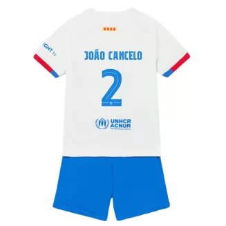 Kids FC Barcelona Joao Cancelo #2 Uitshirt 2023-2024 Voetbalshirts Korte Mouw (+ Korte broeken)