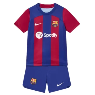 Kids FC Barcelona Thuisshirt 2023-2024 Voetbalshirts Korte Mouw (+ Korte broeken)