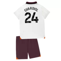 Kids Manchester City Joško Gvardiol #24 Uitshirt 2023-2024 Voetbalshirts Korte Mouw (+ Korte broeken)