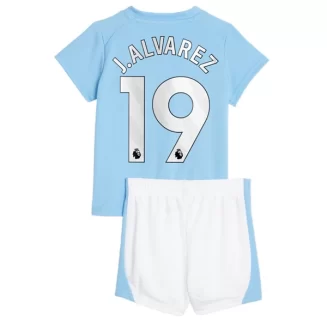 Kids Manchester City Julian Alvarez #19 Thuisshirt 2023-2024 Voetbalshirts Korte Mouw (+ Korte broeken)