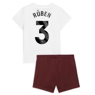 Kids Manchester City Ruben #3 Uitshirt 2023-2024 Voetbalshirts Korte Mouw (+ Korte broeken)