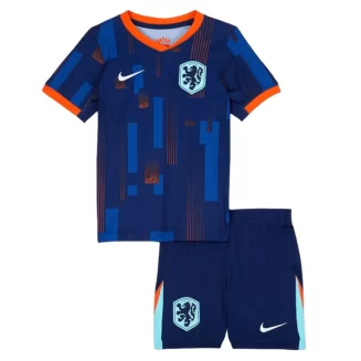 Kids Nederland Uitshirt EK 2024 Voetbalshirts Korte Mouw (+ Korte broeken)