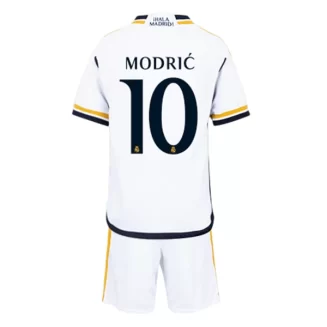 Kids Real Madrid Luka Modric #10 Thuisshirt 2023-2024 Voetbalshirts Korte Mouw (+ Korte broeken)