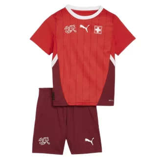 Kids Zwitserland Thuisshirt EK 2024 Voetbalshirts Korte Mouw (+ Korte broeken)