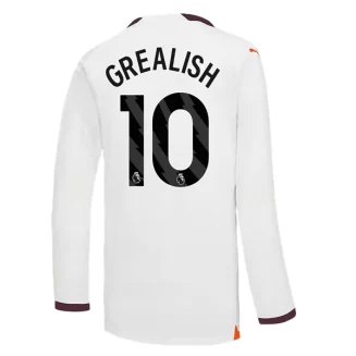 Manchester City Jack Grealish #10 Uitshirt 2023-2024 Voetbalshirts Lange Mouwen