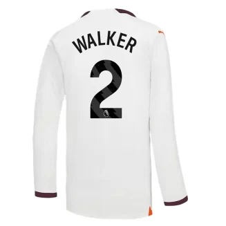 Manchester City Kyle Walker #2 Uitshirt 2023-2024 Voetbalshirts Lange Mouwen