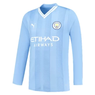 Manchester City Thuisshirt 2023-2024 Voetbalshirt met Lange Mouwen