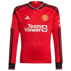 Manchester United Bruno Fernandes #8 Thuisshirt 2023-2024 Voetbalshirts Lange Mouwen-1