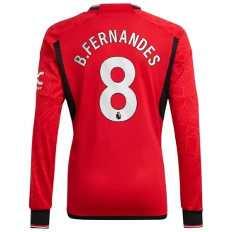Manchester United Bruno Fernandes #8 Thuisshirt 2023-2024 Voetbalshirts Lange Mouwen