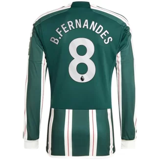 Manchester United Bruno Fernandes #8 Uitshirt 2023-2024 Voetbalshirts Lange Mouwen