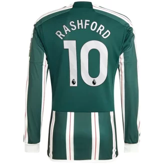 Manchester United Marcus Rashford #10 Uitshirt 2023-2024 Voetbalshirts Lange Mouwen