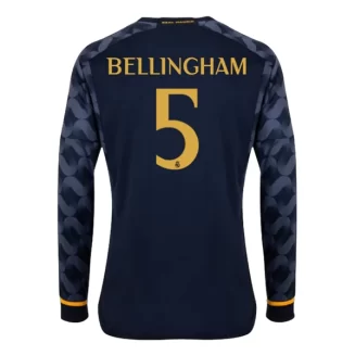 Real Madrid Jude Bellingham #5 Uitshirt 2023-2024 Voetbalshirt met Lange Mouwen