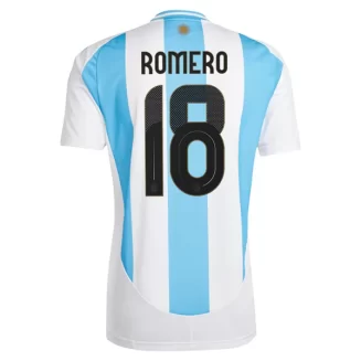 Argentinië Romero #18 Thuisshirt Copa América 2024 Voetbalshirts Korte Mouw