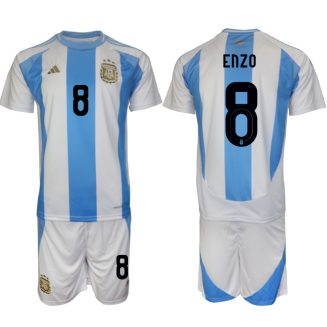 Goedkope Argentinië Enzo Fernandez #8 Thuisshirt Copa América 2024 Voetbalshirts 2024/25 Korte Mouw (+ Korte broeken) Kopen