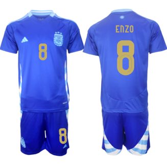 Goedkope Argentinië Enzo Fernandez #8 Uitshirt Copa América 2024 Voetbalshirts 2024/25 Korte Mouw (+ Korte broeken) Kopen