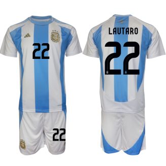 Goedkope Argentinië Lautaro Martinez #22 Thuisshirt Copa América 2024 Voetbalshirts 2024/25 Korte Mouw (+ Korte broeken) Kopen