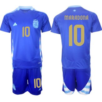 Goedkope Argentinië Maradona #10 Uitshirt Copa América 2024 Voetbalshirts 2024/25 Korte Mouw (+ Korte broeken) Kopen