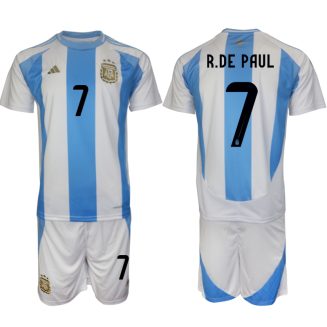 Goedkope Argentinië Rodrigo de Paul #7 Thuisshirt Copa América 2024 Voetbalshirts 2024/25 Korte Mouw (+ Korte broeken) Kopen
