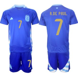 Goedkope Argentinië Rodrigo de Paul #7 Uitshirt Copa América 2024 Voetbalshirts 2024/25 Korte Mouw (+ Korte broeken) Kopen