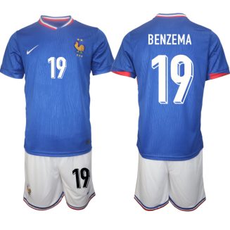Goedkope Frankrijk Karim Benzema #19 Thuisshirt EK 2024 Voetbalshirts 2024/25 Korte Mouw (+ Korte broeken) Kopen