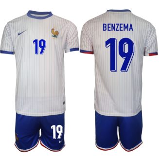 Goedkope Frankrijk Karim Benzema #19 Uitshirt EK 2024 Voetbalshirts 2024/25 Korte Mouw (+ Korte broeken) Kopen
