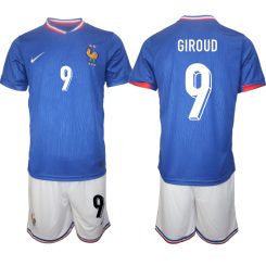 Goedkope Frankrijk Olivier Giroud #9 Thuisshirt EK 2024 Voetbalshirts 2024/25 Korte Mouw (+ Korte broeken) Kopen