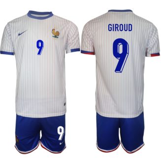 Goedkope Frankrijk Olivier Giroud #9 Uitshirt EK 2024 Voetbalshirts 2024/25 Korte Mouw (+ Korte broeken) Kopen