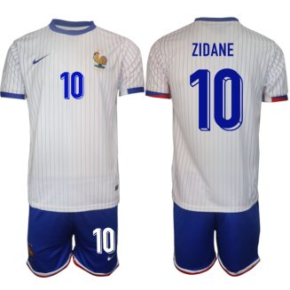 Goedkope Frankrijk Zinedine Zidane #10 Uitshirt EK 2024 Voetbalshirts 2024/25 Korte Mouw (+ Korte broeken) Kopen
