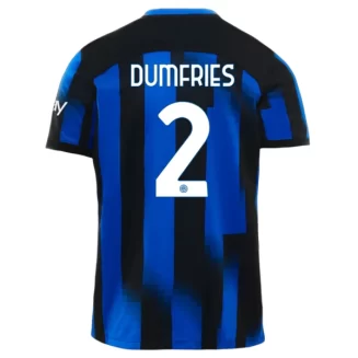 Inter Milan Denzel Dumfries #2 Thuisshirt 2023-2024 Voetbalshirts Korte Mouw