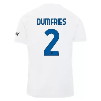 Inter Milan Denzel Dumfries #2 Uitshirt 2023-2024 Voetbalshirts Korte Mouw