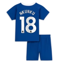 Kids Chelsea Christopher Nkunku #18 Thuisshirt 2023-2024 Voetbalshirts Korte Mouw (+ Korte broeken)