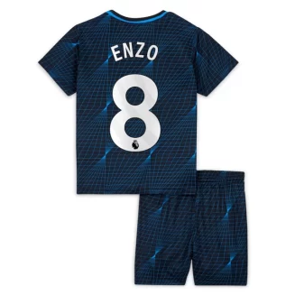 Kids Chelsea Enzo Fernández #8 Uitshirt 2023-2024 Voetbalshirts Korte Mouw (+ Korte broeken)