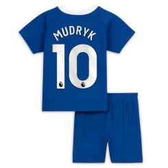 Kids Chelsea Mykhailo Mudryk #10 Thuisshirt 2023-2024 Voetbalshirts Korte Mouw (+ Korte broeken)