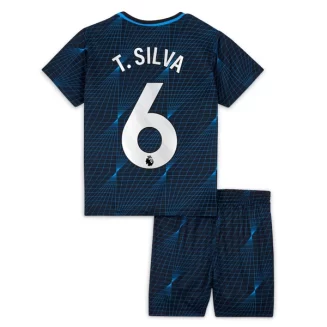 Kids Chelsea Thiago Silva #6 Uitshirt 2023-2024 Voetbalshirts Korte Mouw (+ Korte broeken)