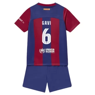 Kids FC Barcelona Gavi #6 Thuisshirt Voetbalshirts Korte Mouw (+ Korte broeken)