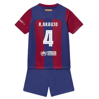 Kids FC Barcelona Ronald Araujo #4 Thuisshirt Voetbalshirts Korte Mouw (+ Korte broeken)
