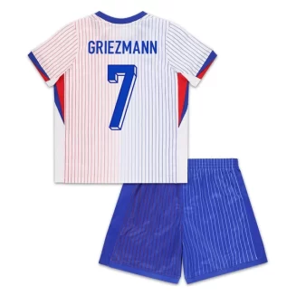 Kids Frankrijk Antoine Griezmann #7 Uitshirt EK 2024 Voetbalshirts Korte Mouw (+ Korte broeken)