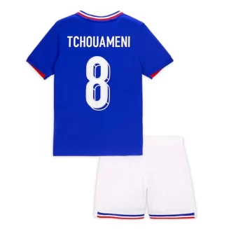 Kids Frankrijk Aurelien Tchouameni #8 Thuisshirt EK 2024 Voetbalshirts Korte Mouw (+ Korte broeken)