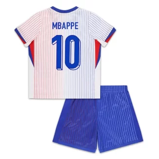 Kids Frankrijk Kylian Mbappe #10 Uitshirt EK 2024 Voetbalshirts Korte Mouw (+ Korte broeken)