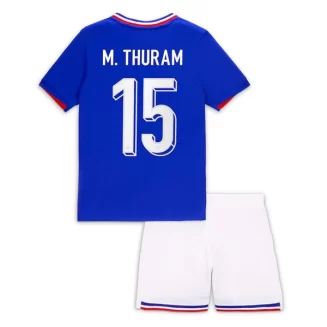 Kids Frankrijk Marcus Thuram #15 Thuisshirt EK 2024 Voetbalshirts Korte Mouw (+ Korte broeken)