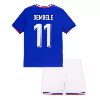 Kids Frankrijk Ousmane Dembele #11 Thuisshirt EK 2024 Voetbalshirts Korte Mouw (+ Korte broeken)