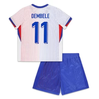 Kids Frankrijk Ousmane Dembele #11 Uitshirt EK 2024 Voetbalshirts Korte Mouw (+ Korte broeken)
