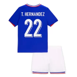 Kids Frankrijk Theo Hernandez #22 Thuisshirt EK 2024 Voetbalshirts Korte Mouw (+ Korte broeken)