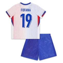 Kids Frankrijk Youssouf Fofana #19 Uitshirt EK 2024 Voetbalshirts Korte Mouw (+ Korte broeken)